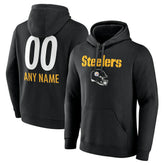 Pittsburgh Steelers Personalized Name & Number Team Wordmark Pullover Hoodie Black