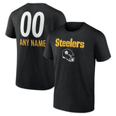 Pittsburgh Steelers Personalized Name & Number Team Wordmark T-Shirt Black
