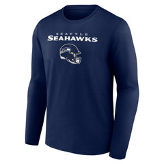 Seattle Seahawks Personalized Name & Number Team Wordmark Long Sleeve T-Shirt College Navy