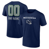 Seattle Seahawks Personalized Name & Number Team Wordmark T-Shirt College Navy