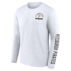 Pittsburgh Pirates Fanatics Press Box Long Sleeve T-Shirt - White - Fanatics Discount