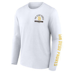 San Diego Padres Fanatics Press Box Long Sleeve T-Shirt - White - Fanatics Lifestyle
