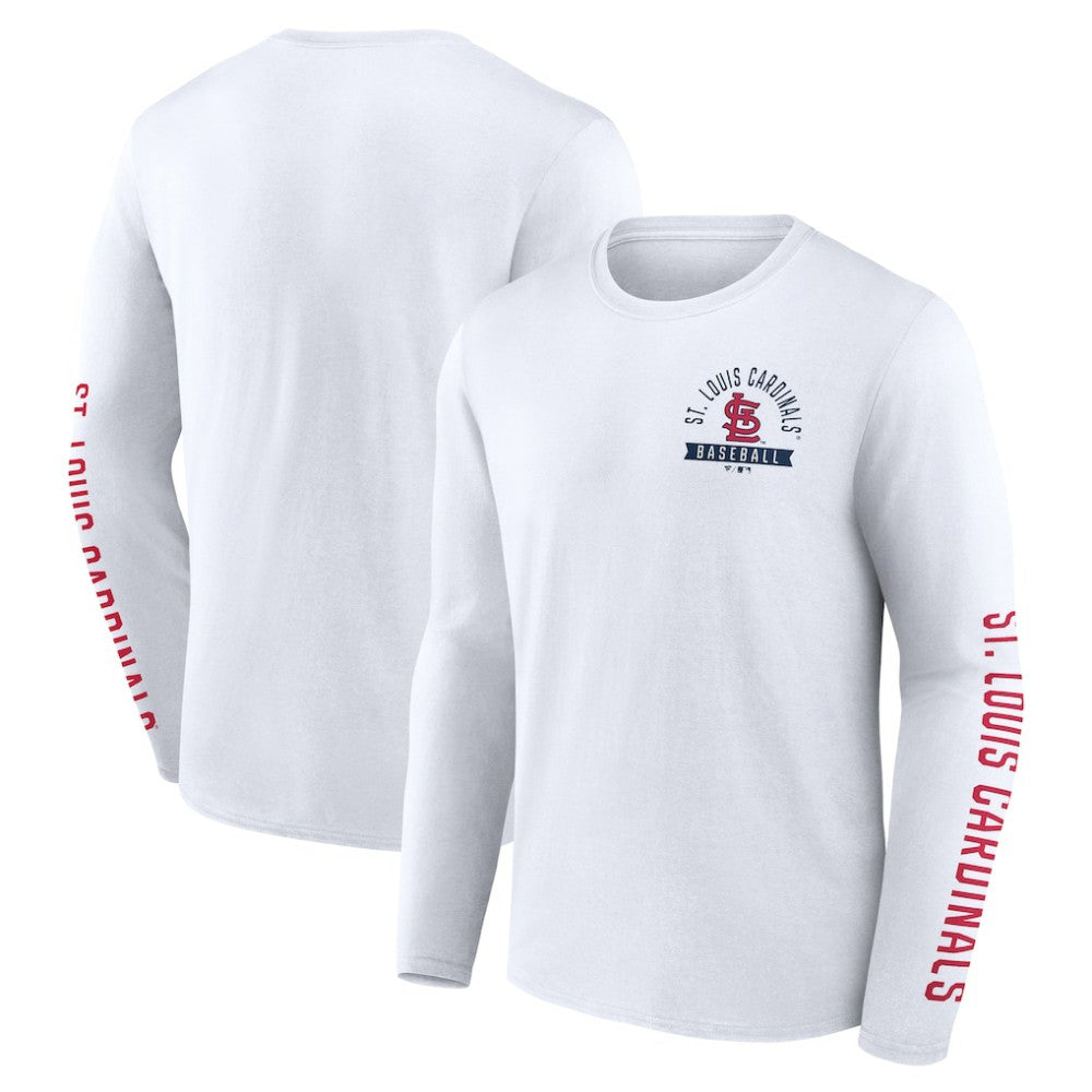 St. Louis Cardinals Fanatics Press Box Long Sleeve T-Shirt - White - Fanatics Sale