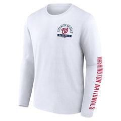 Washington Nationals Fanatics Press Box Long Sleeve T-Shirt - White - Fanatics Discount