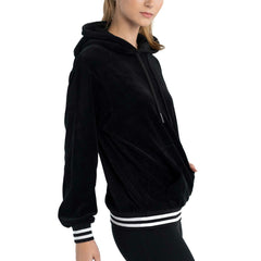 New York Knicks Lusso Women's Nellie Oversized Velour Pullover Hoodie Black