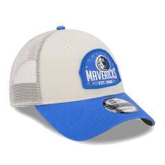 Dallas Mavericks Throwback Patch Trucker 9FORTY Adjustable Hat for sale Khaki/Blue | New Era discount