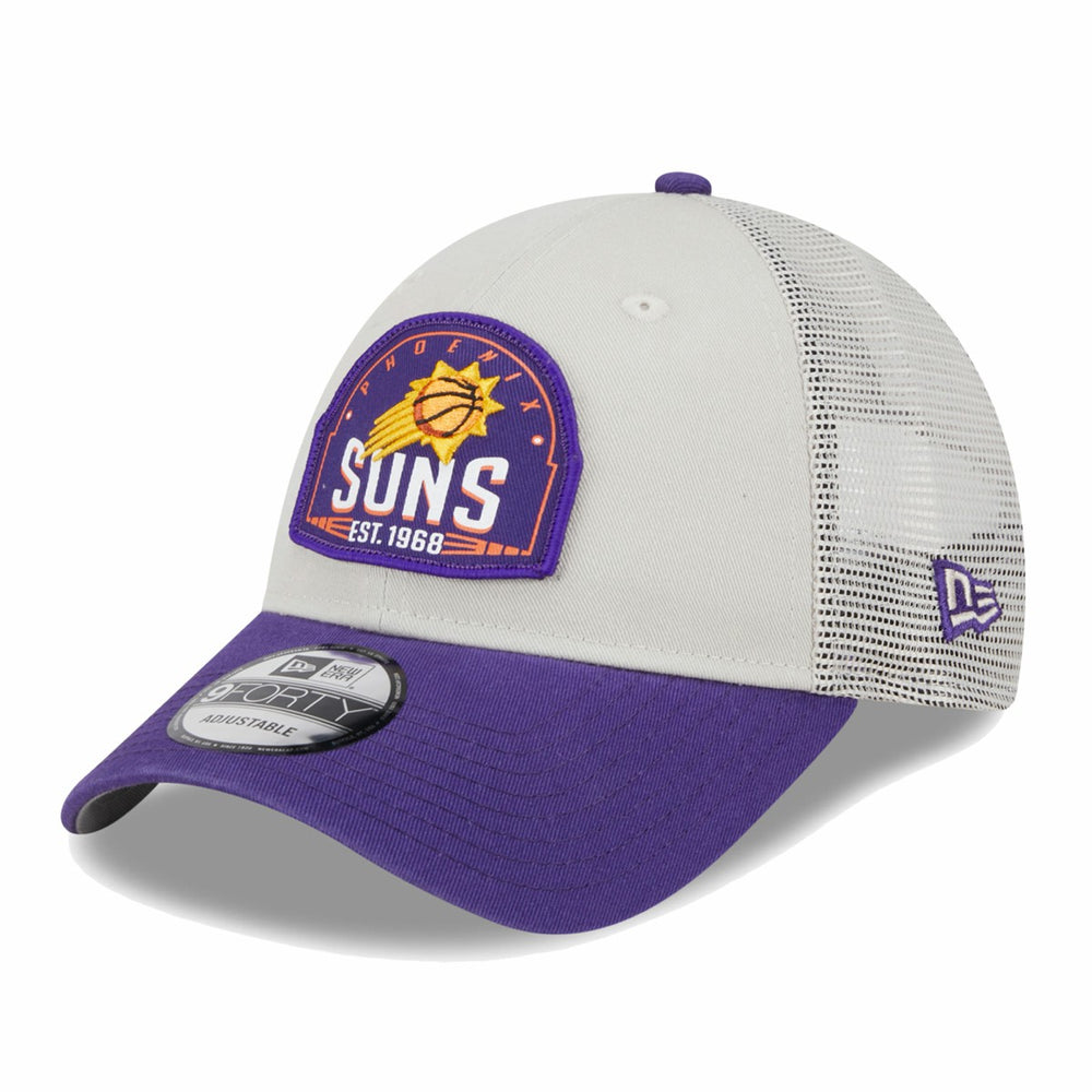 Phoenix Suns Throwback Patch Trucker 9FORTY Adjustable Hat Khaki/Purple | New Era discount