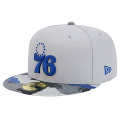 Philadelphia 76ers Active Color Camo Visor 59FIFTY Fitted Hat Gray | New Era