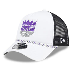 Sacramento Kings Court Sport Foam A-Frame 9FORTY Adjustable Trucker Hat White/Black | New Era
