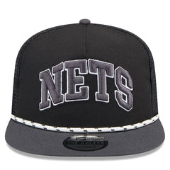 Brooklyn Nets Throwback Team Arch Golfer Snapback Hat Black/Charcoal | New Era Near Me