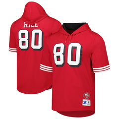 Mitchell & Ness Jerry Rice San Francisco 49ers Retired Player Name & Number Mesh Hoodie T-Shirt Scarlet
