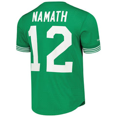 Mitchell & Ness Joe Namath New York Jets Retired Player Name & Number Mesh Top Kelly Green