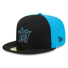 Miami Marlins New Era Gameday Sideswipe 59FIFTY Fitted Hat - Black/Blue - New Era Online