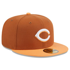 Cincinnati Reds New Era Spring Color Basic Two-Tone 59FIFTY Fitted Hat - Brown/Orange - New Era Lifestyle