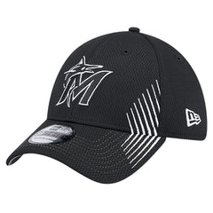 Miami Marlins New Era Active Dash Mark 39THIRTY Flex Hat - Black - New Era Discount