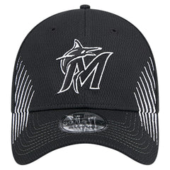 Miami Marlins New Era Active Dash Mark 39THIRTY Flex Hat - Black - New Era Discount