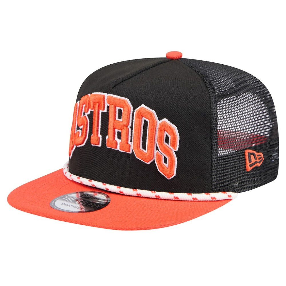 Houston Astros New Era Throwback Meshback Golfer Hat - Black - New Era on Sale