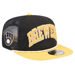 Milwaukee Brewers New Era Throwback Meshback Golfer Hat - Black - New Era Discount