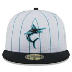 Miami Marlins New Era 2025 Batting Practice 59FIFTY Fitted Hat - White - New Era on Sale