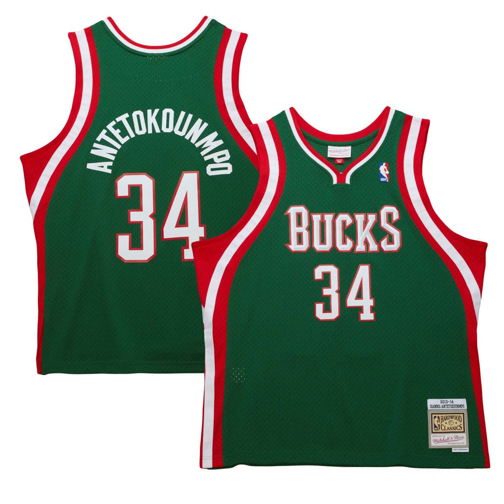 Giannis Antetokounmpo Milwaukee Bucks 2013/14 Hardwood Classics Swingman Jersey Hunter Green | Mitchell & Ness outlet