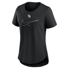 Tampa Bay Rays Nike Women's Big Swoosh Tri-Blend Scoop Neck T-Shirt - Black - Nike Discount