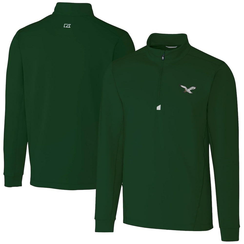 Philadelphia Eagles Cutter & Buck Traverse Stretch Quarter-Zip Pullover Hunter Green