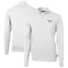Philadelphia Eagles Cutter & Buck Virtue Eco Pique Recycled Quarter-Zip Pullover White