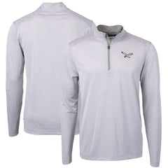 Philadelphia Eagles Cutter & Buck Virtue Eco Pique Micro Stripe Recycled Quarter-Zip Pullover Top White