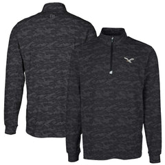 Philadelphia Eagles Cutter & Buck Traverse Camo Print Stretch Quarter-Zip Pullover Black