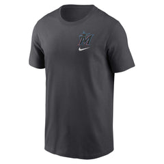 Miami Marlins Nike Logo Sketch Bar T-Shirt - Charcoal - Nike Lifestyle