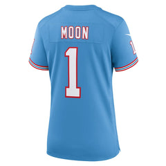 Nike Warren Moon Tennessee Titans Women's Oilers Throwback Retired Player Game Jersey Light Blue