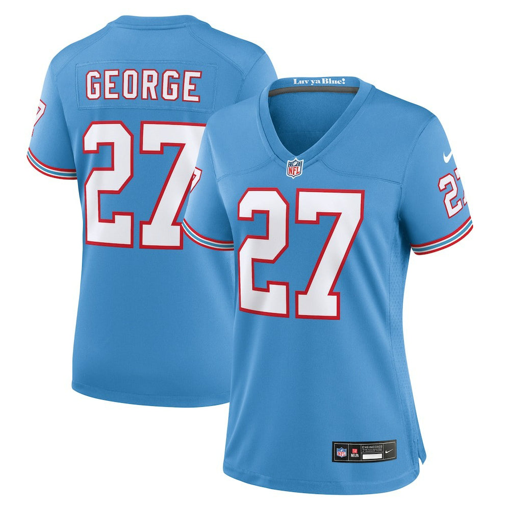 Nike Eddie George Tennessee Titans Women's Oilers Throwback Retired Player Game Jersey Light Blue