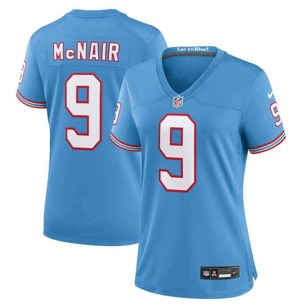 Nike Steve McNair Tennessee Titans Women's Oilers Throwback Retired Player Game Jersey Light Blue