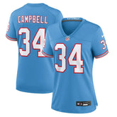 Nike Earl Campbell Tennessee Titans Women's Oilers Throwback Retired Player Game Jersey Light Blue