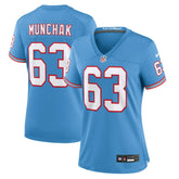 Nike Mike Munchak Tennessee Titans Women's Oilers Throwback Retired Player Game Jersey Light Blue