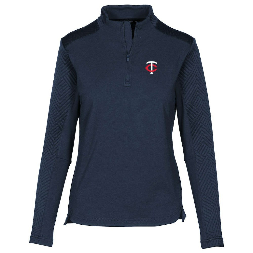 Minnesota Twins Levelwear Women's Daybreak Insignia Core Quarter-Zip Pullover Top - Navy - MLB Discount