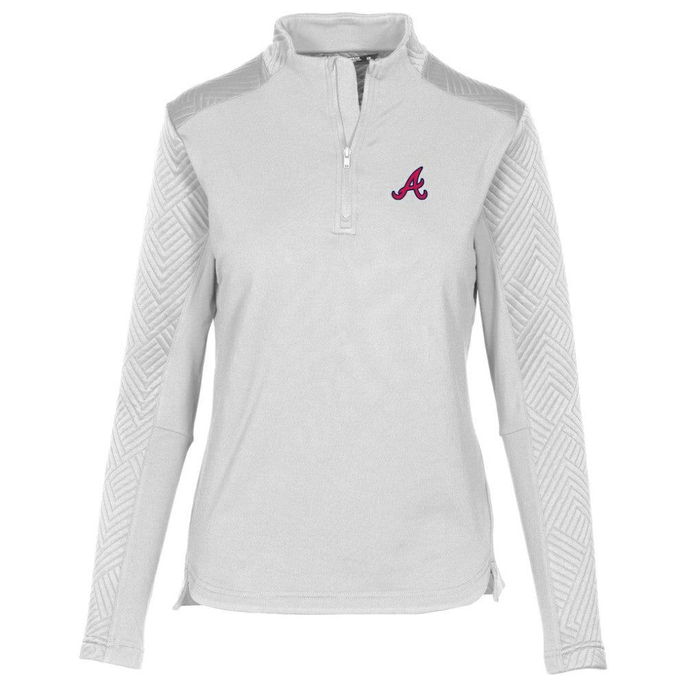 Atlanta Braves Levelwear Women's Daybreak Insignia 2.0 Quarter-Zip Pullover Top - White - MLB Discount