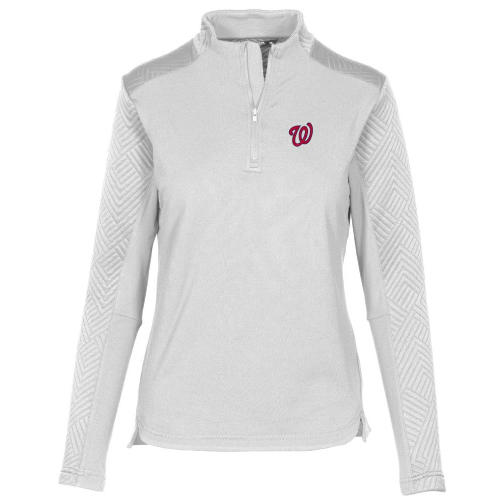 Washington Nationals Levelwear Women's Daybreak Insignia 2.0 Quarter-Zip Pullover Top - White - MLB on Sale