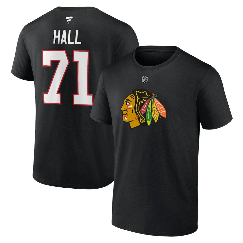 Taylor Hall Chicago Blackhawks Fanatics Authentic Stack Name & Number T-Shirt - Black - NHL 200421433