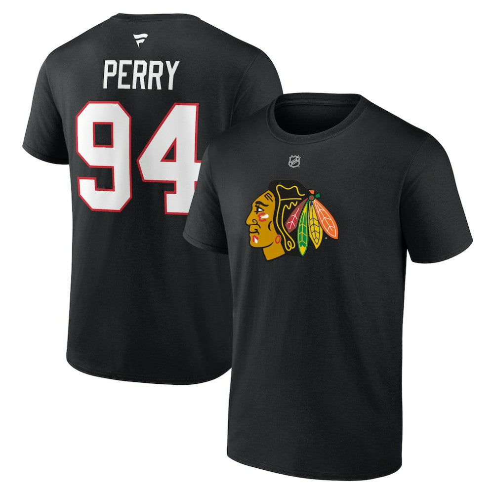 Corey Perry Chicago Blackhawks Fanatics Authentic Stack Name & Number T-Shirt - Black - NHL 200421437