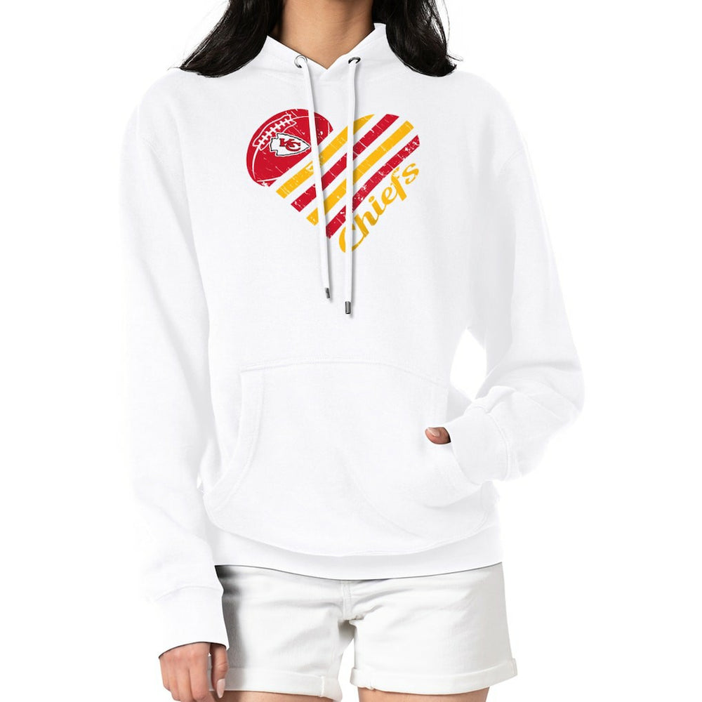 Kansas City Chiefs G-III 4Her by Carl Banks Women's Heart Graphic Fleece Pullover Hoodie White