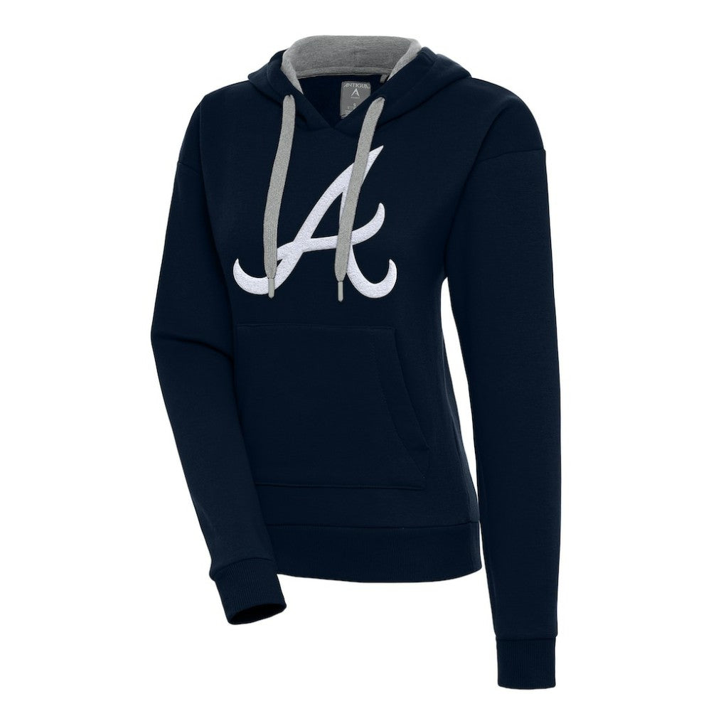 Atlanta Braves Antigua Women's Victory Pullover Hoodie - Navy - MLB Discount