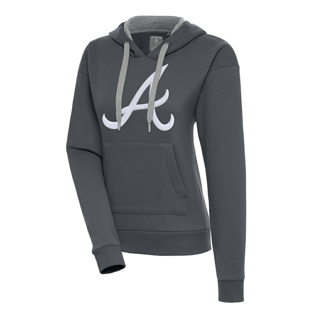Atlanta Braves Antigua Women's Victory Pullover Hoodie - Charcoal - MLB Sale