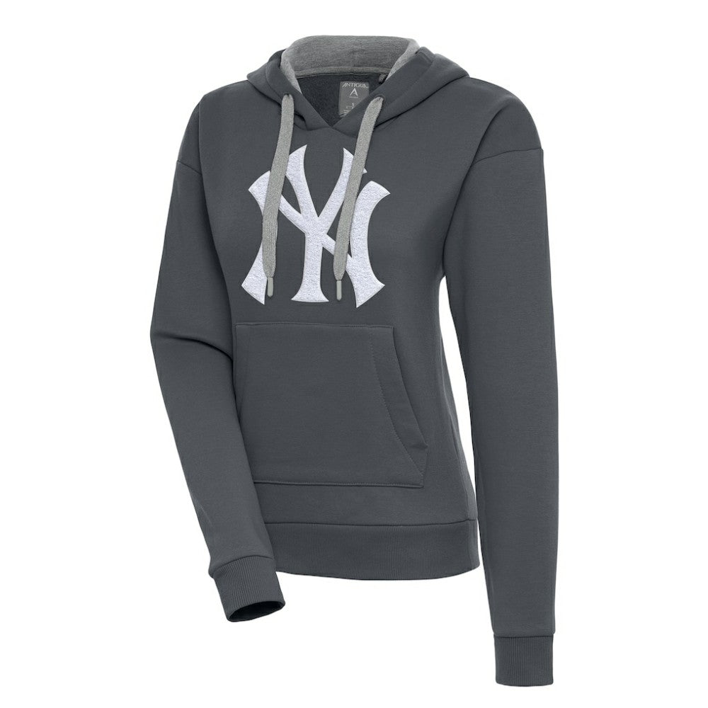 New York Yankees Antigua Women's Victory Pullover Hoodie - Charcoal - MLB Lifestyle