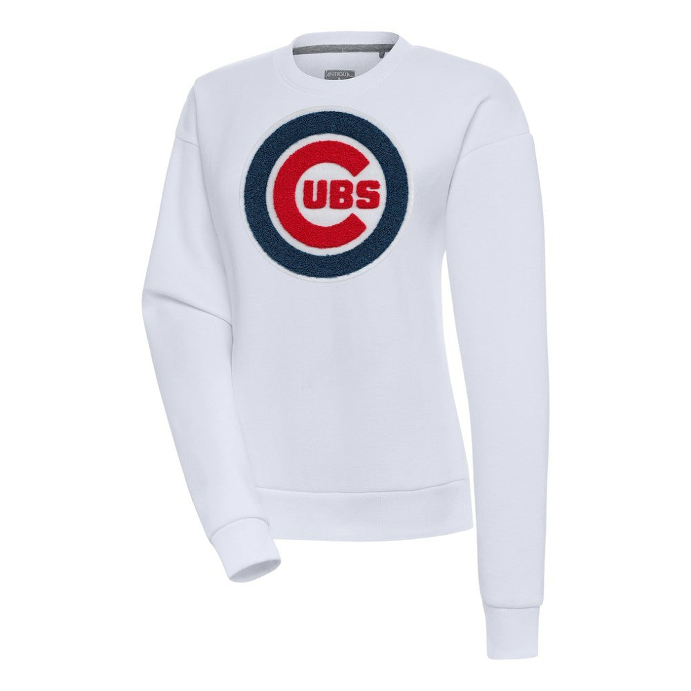 Chicago Cubs Antigua Women's Victory Chenille Pullover Sweatshirt - White - MLB Sale