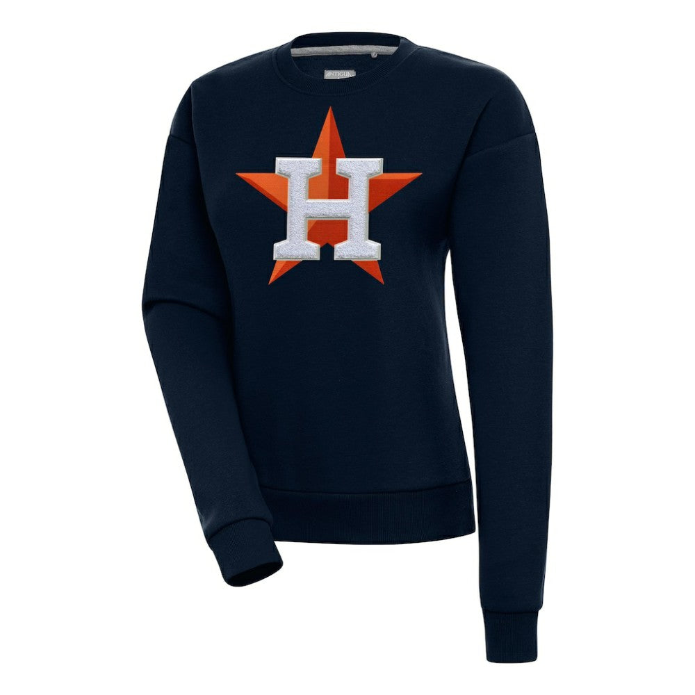 Houston Astros Antigua Women's Victory Chenille Pullover Sweatshirt - Navy - MLB Lifestyle