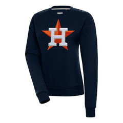 Houston Astros Antigua Women's Victory Chenille Pullover Sweatshirt - Navy - MLB Lifestyle