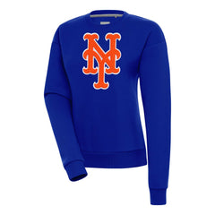 New York Mets Antigua Women's Victory Chenille Pullover Sweatshirt - Royal - MLB Lifestyle
