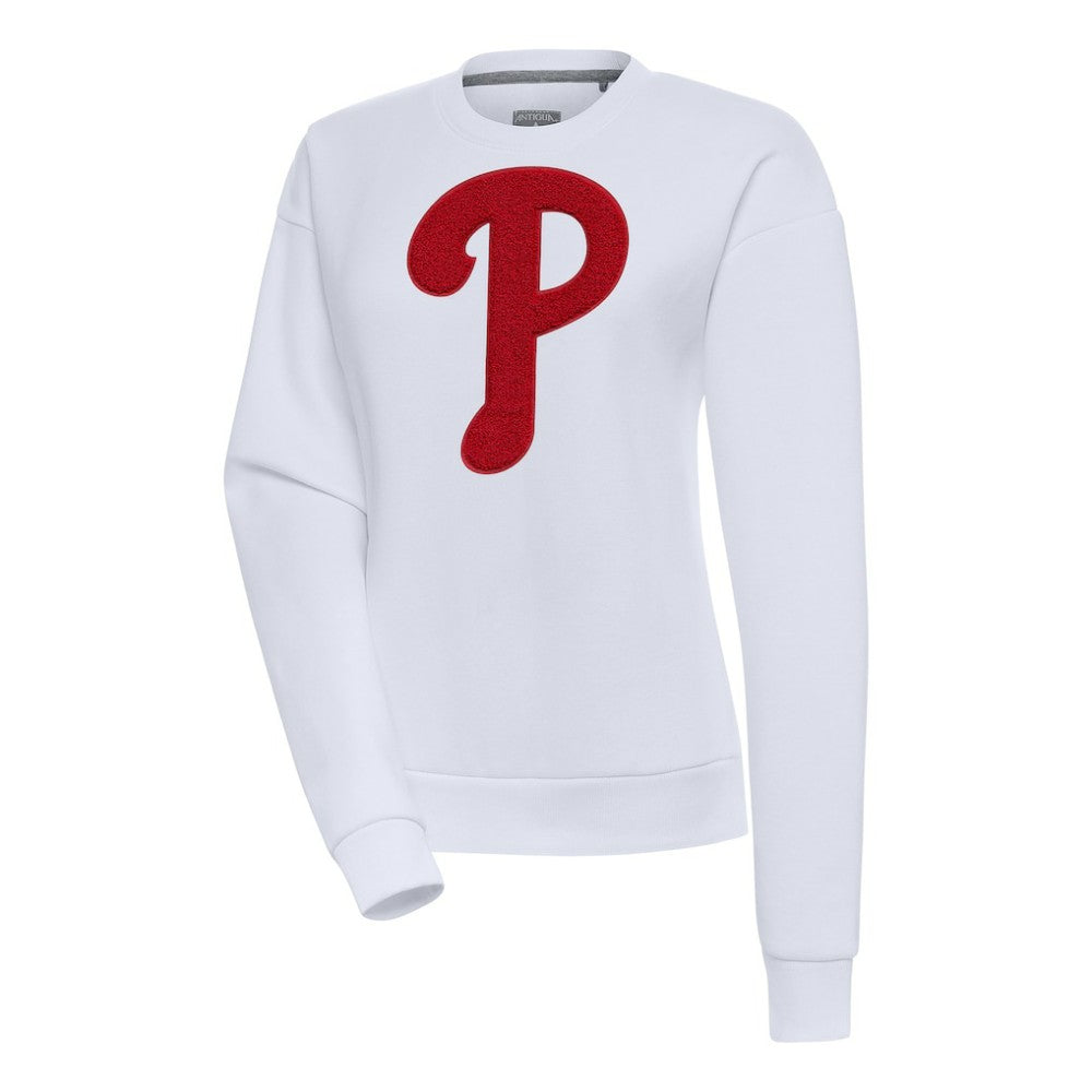 Philadelphia Phillies Antigua Women's Victory Chenille Pullover Sweatshirt - White - MLB on Sale