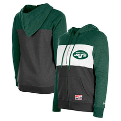 New York Jets New Era Women's Color-Block Full-Zip Hoodie Green